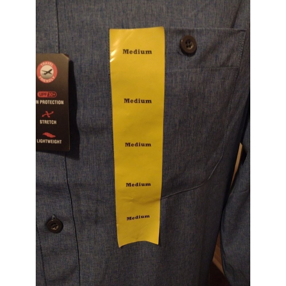 NEW NWT ZEROXPOSUR Travel Series Mens Medium M Button Shirt Blue Long Sleeve - Picture 4 of 13